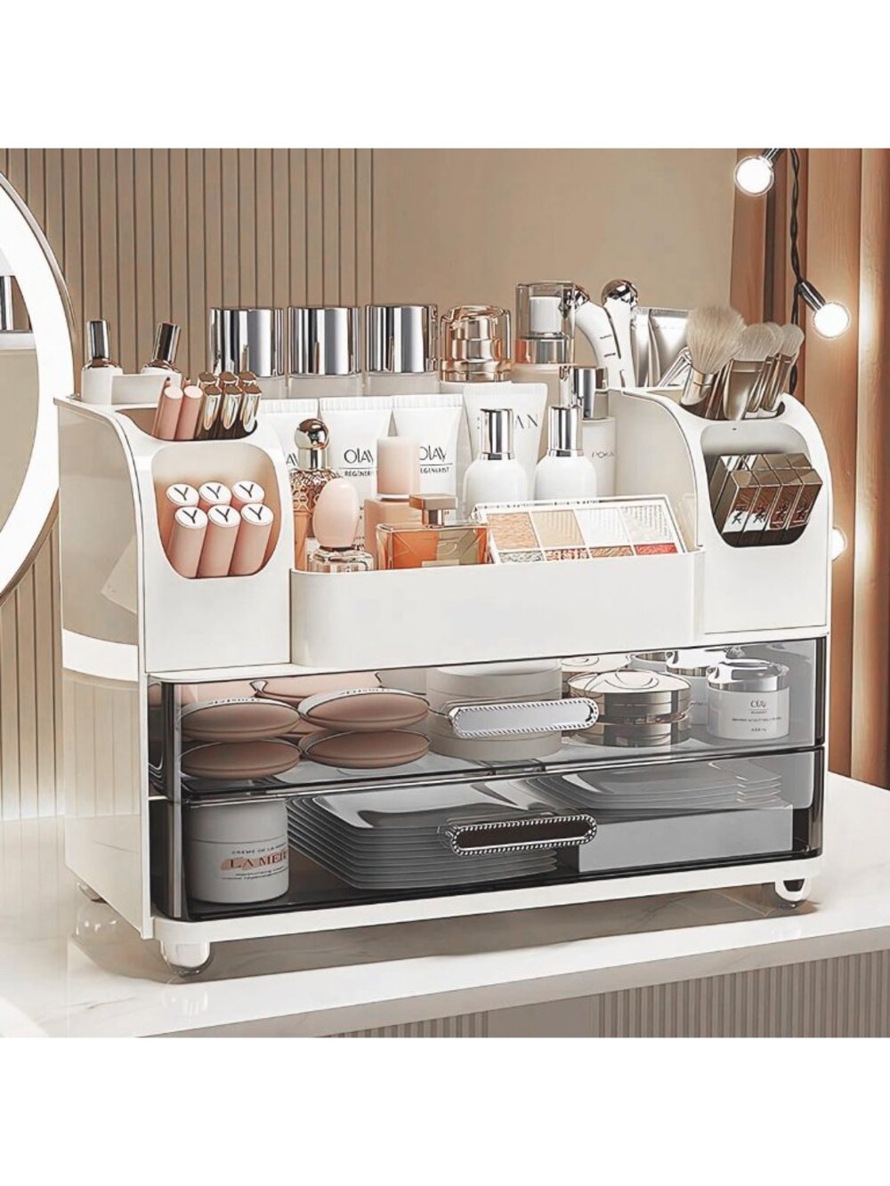 Stylish Makeup Organizer & Skincare Display Case - Perfect for Bathroom Storage